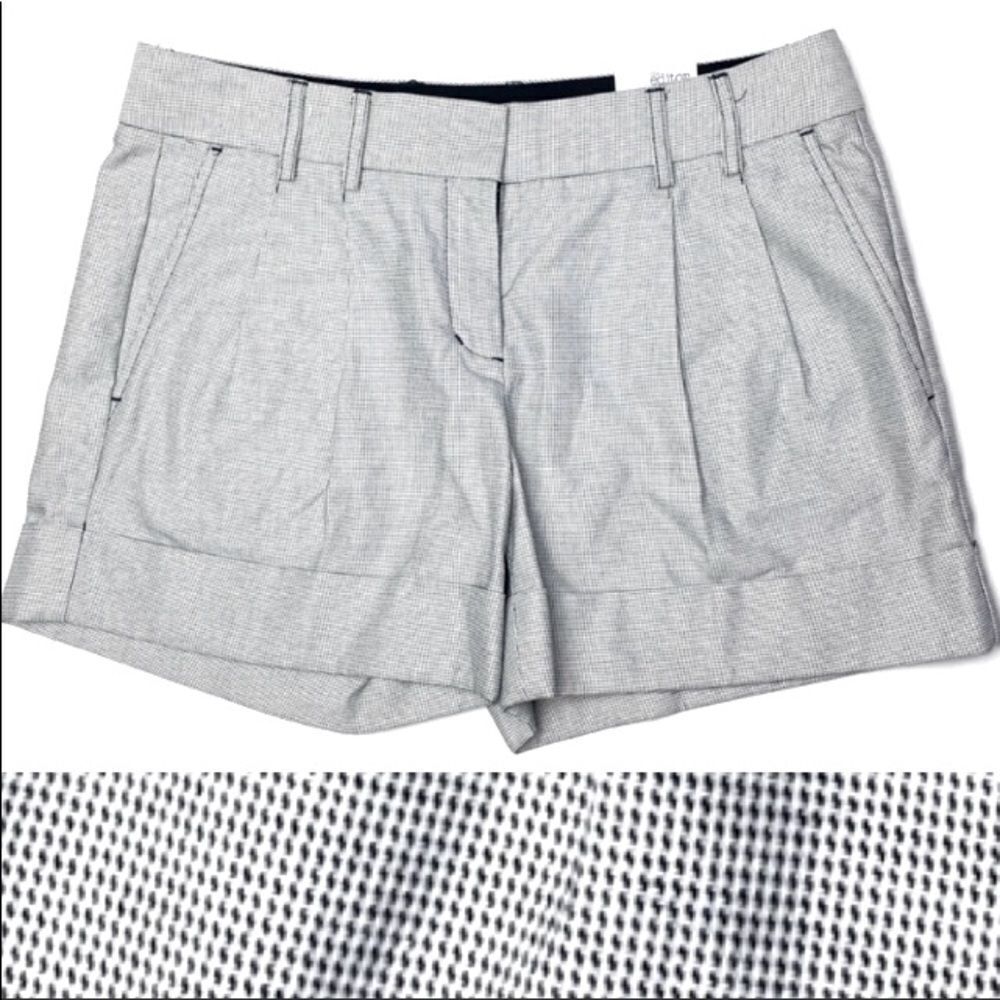 Express Editor Black and White Houndstooth Pleated Cuffed Shorts